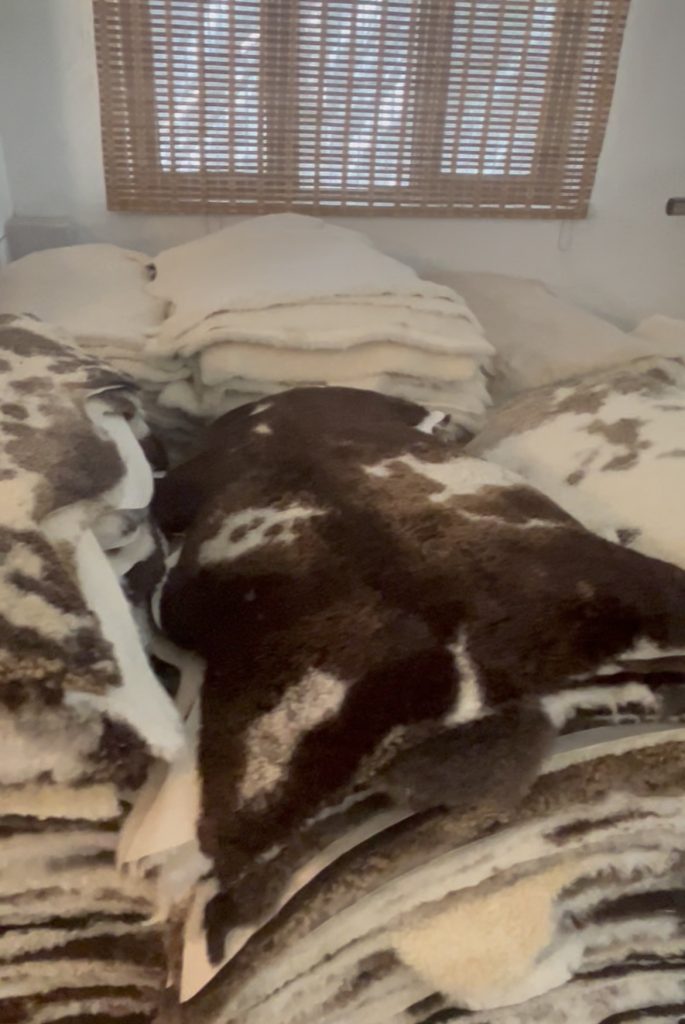 Natural sheepskin sorting and storage